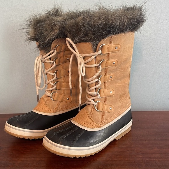SOLD Sorel Joan of Arctic Tall Faux Fur Boots Lace Up Winter Duck Boot Size 10 - Picture 4 of 9